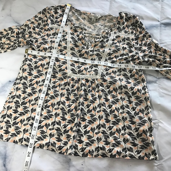 Lucky Brand Cream Linen Blend Embroidered Blouse - Picture 6 of 7